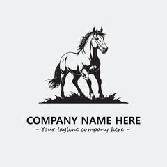 Horse illustration black and white for logo company vector image
