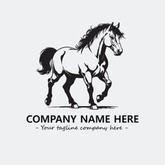 Horse illustration black and white for logo company vector image
