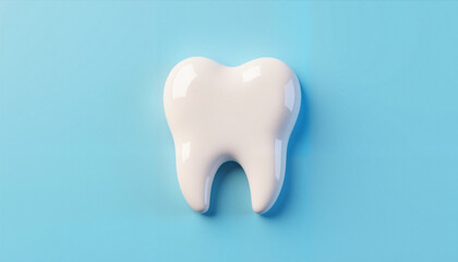 Tooth model on blue background representing dental care  