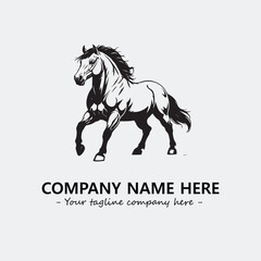 Horse illustration black and white for logo company vector image
