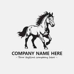 Horse illustration black and white for logo company vector image
