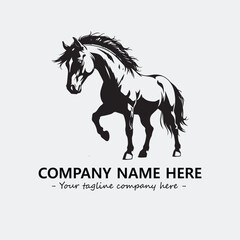Horse illustration black and white for logo company vector image
