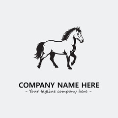 Horse illustration black and white for logo company vector image
