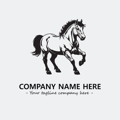 Horse illustration black and white for logo company vector image
