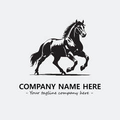 Horse illustration black and white for logo company vector image
