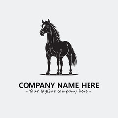 Horse illustration black and white for logo company vector image
