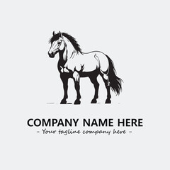 Horse illustration black and white for logo company vector image
