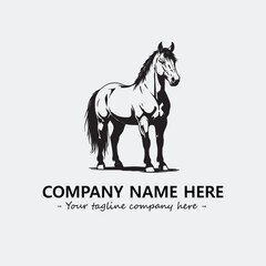 Horse illustration black and white for logo company vector image
