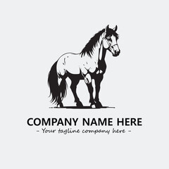 Horse illustration black and white for logo company vector image

