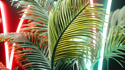 swinging through glowing vines in neon jungle