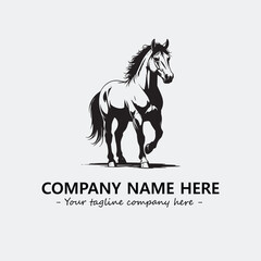 Horse illustration black and white for logo company vector image
