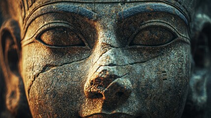 A face form made of ancient hieroglyphs, symbolizing lost civilizations.