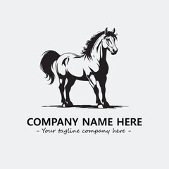 Horse illustration black and white for logo company vector image
