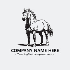 Horse illustration black and white for logo company vector image
