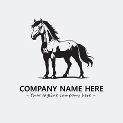 Horse illustration black and white for logo company vector image
