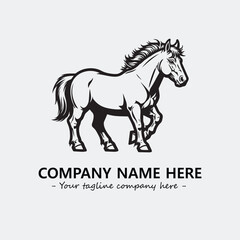 Horse illustration black and white for logo company vector image

