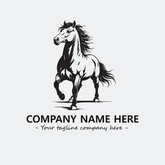 Horse illustration black and white for logo company vector image
