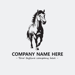 Horse illustration black and white for logo company vector image
