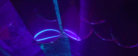 Abstract Reflective Shapes Illuminated Neon Closeup Purple Blue Concept