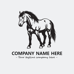 Horse illustration black and white for logo company vector image

