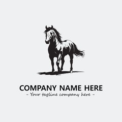 Horse illustration black and white for logo company vector image
