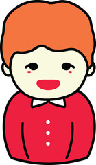 Obraz premium Cheerful Boy Character with Orange Hair and Red Shirt Illustration