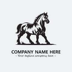 Horse illustration black and white for logo company vector image
