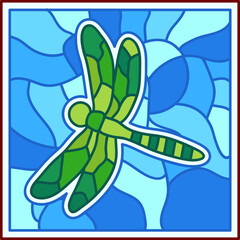 Dragonfly Mandala Stained Glass for Window and Decoration