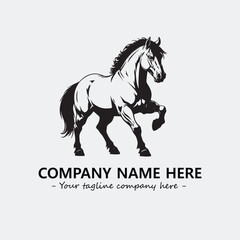 Horse illustration black and white for logo company vector image
