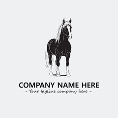 Horse illustration black and white for logo company vector image
