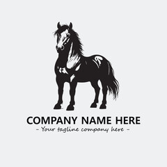 Horse illustration black and white for logo company vector image
