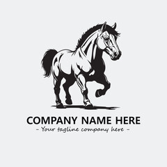 Horse illustration black and white for logo company vector image
