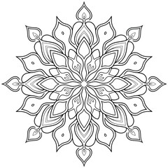 ‎A black and white mandala illustration line art of a coloring page