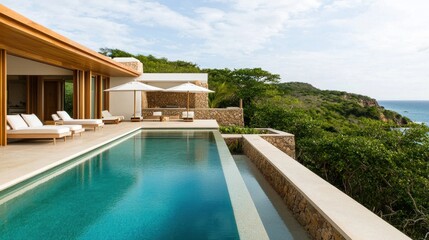 Serene Luxury Villa with Ocean View and Tranquil Swimming Pool