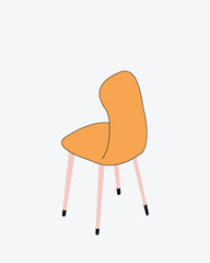 Vector illustration of orange color chair design with 4 legs.