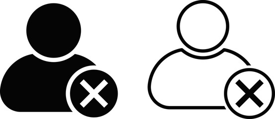 Profile with cross mark icon. Profile avatar symbol. User account confirmation disapproved