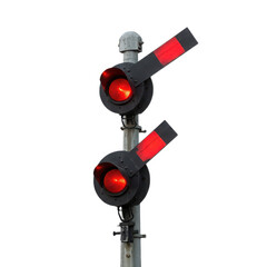 Fototapeta premium Railway semaphore signal showing red on transparent background