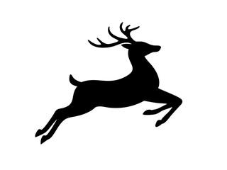 Leaping Reindeer Silhouette Vector Graphic