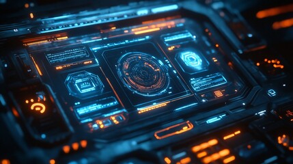 Obraz premium Futuristic cockpit interface display