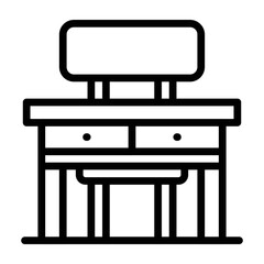 Classroom Desk Vetor Line Icon Design