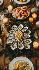 Festive seafood dinner centerpiece