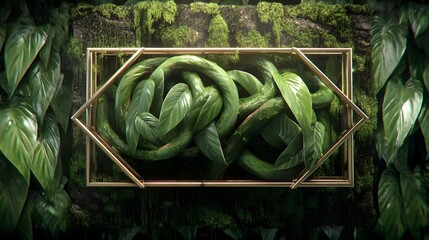 of jungle vines intertwined with sharp geometric lines