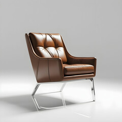 A sleek modern luxury chair boasting supple leather, smooth curves, ergonomic design.