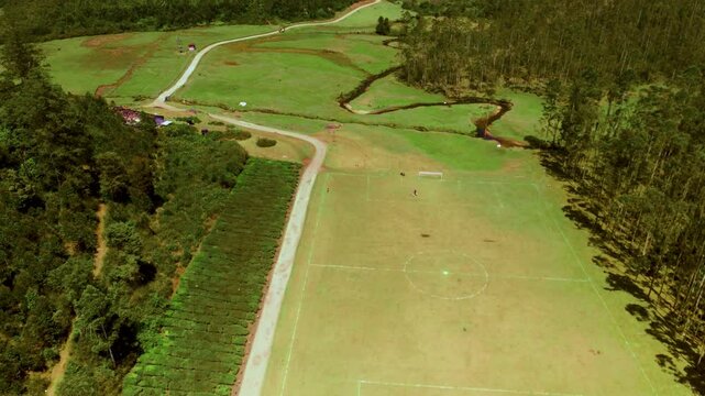 Football Stedium in a Village of Kerala drone footage landscape