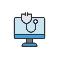 Computer repair colored icons, minimalist vector illustration ,simple transparent graphic element .Isolated on white background