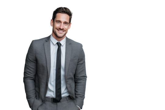 Lächelnder Geschäftsmann im Anzug PNG mit transparentem Hintergrund

