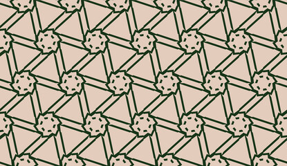 Design pattern with abstract modern ornament. Triangles style. Vector illustration. Green, brown color. Seamless