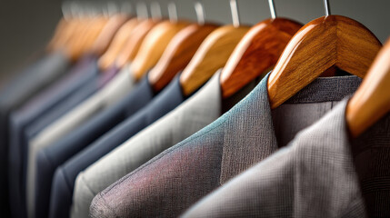 Elegant Business Suits Collection on Hangers