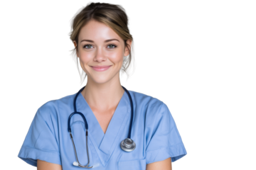 Lächelnde Krankenschwester mit Stethoskop PNG mit transparentem Hintergrund

