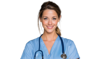 Lächelnde Krankenschwester mit Stethoskop PNG mit transparentem Hintergrund


